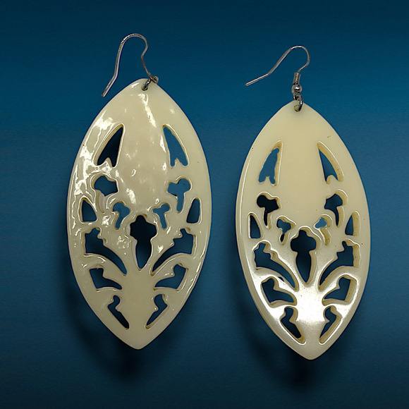 Vintage 1980's Modernist Acrylic Statement Earrings Pierced Avant Garde Runway - Picture 2 of 4